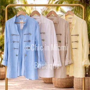 Made in Italy Military-Style Button Open Blazer